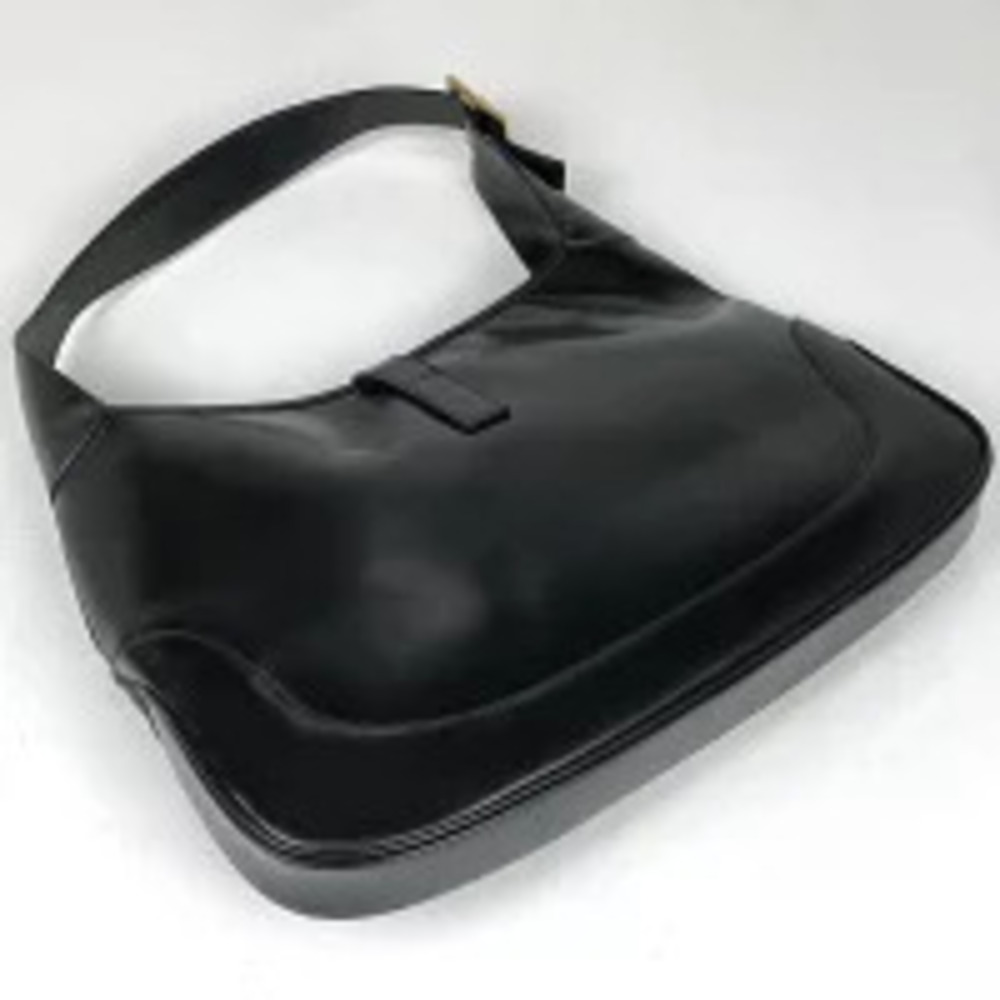 Gucci Black Shoulder Bag Hobo Leather Handbag Jackie